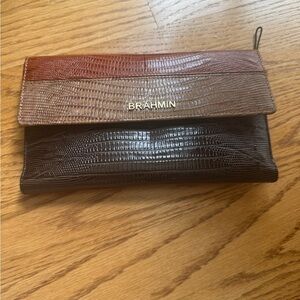 Brahmin Wallet/ clutch in Rich Brown and Tan
